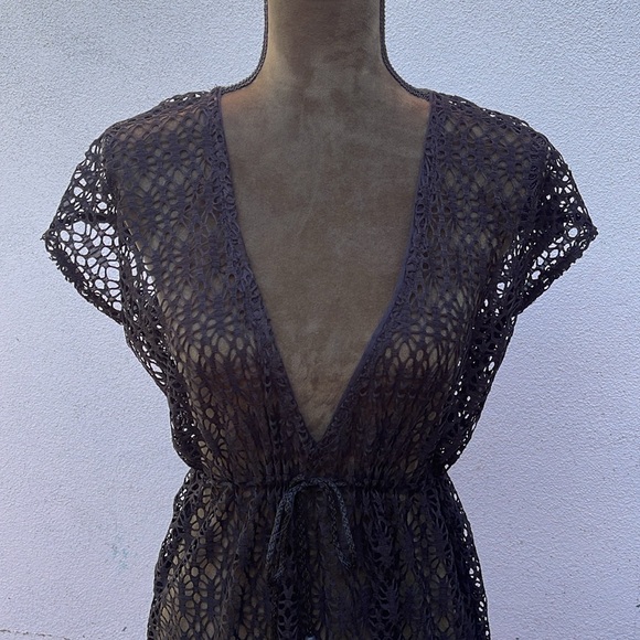 Other - Black Crochet Swim Cover-Up